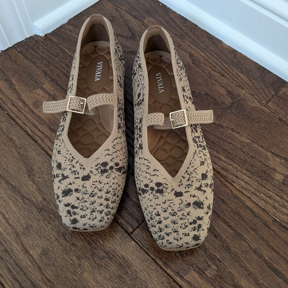 Vivaia Women's Square Toe Margot Mary Jane Ballet Flat Snakeskin Size 39.5 8.5 - Picture 2 of 9